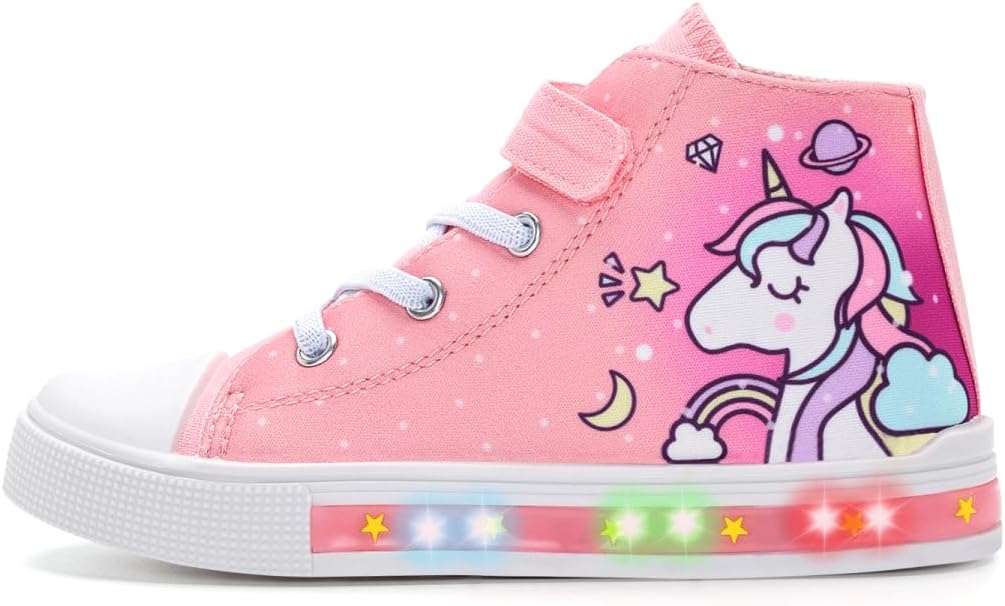 Light-up high-top canvas sneakers for toddlers