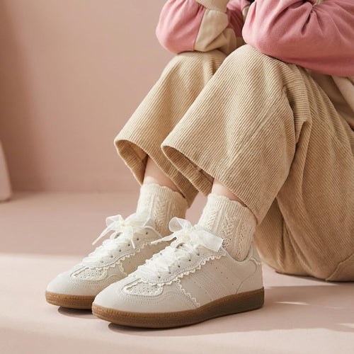 Girls' Lace-Trimmed Casual Sneakers
