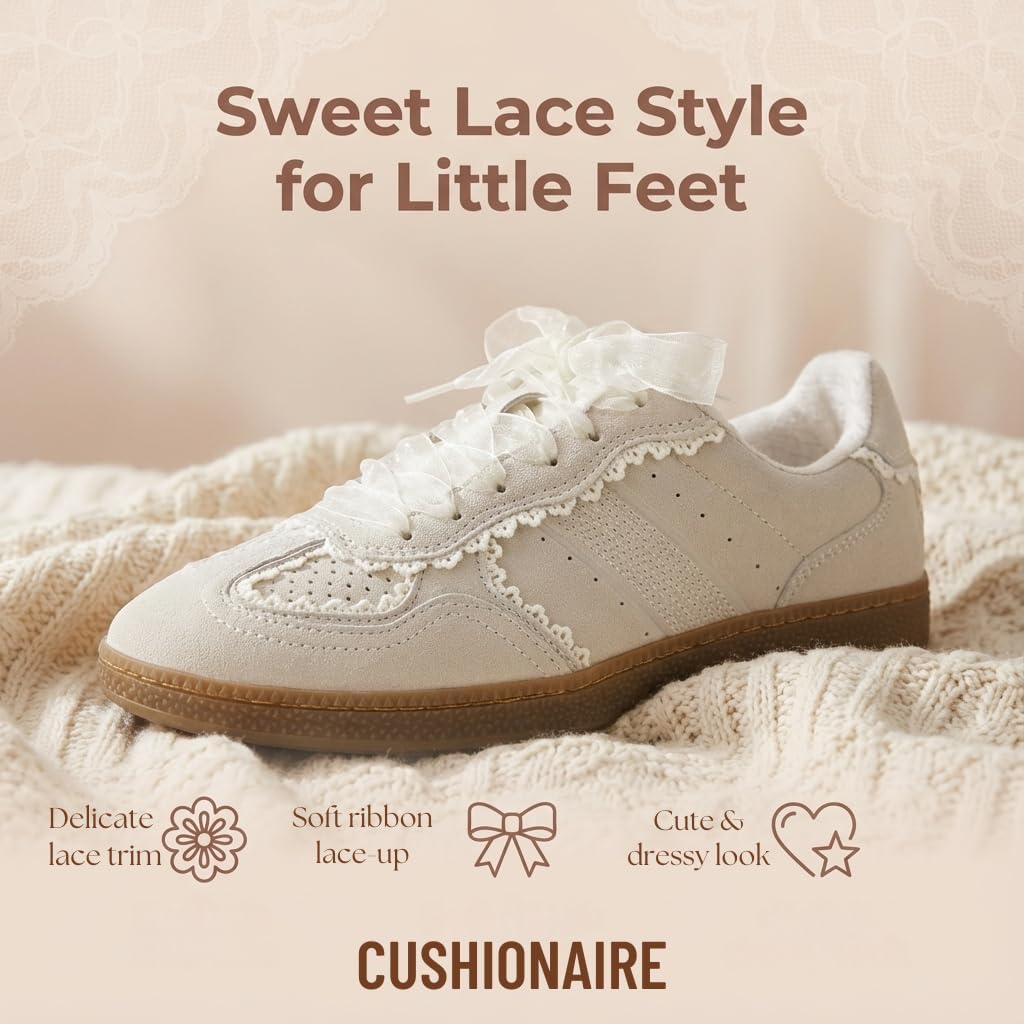 Girls' Lace-Trimmed Casual Sneakers