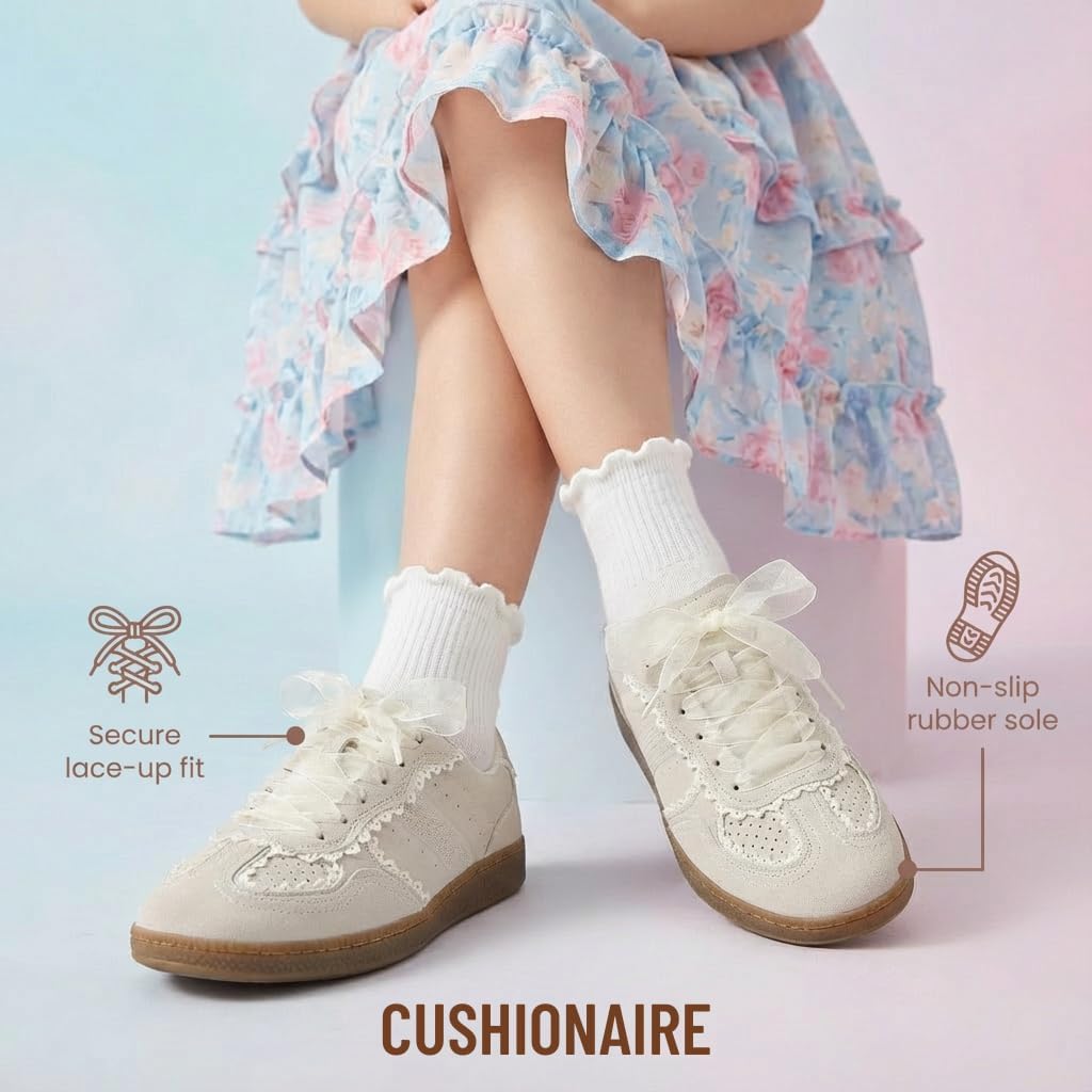 Girls' Lace-Trimmed Casual Sneakers
