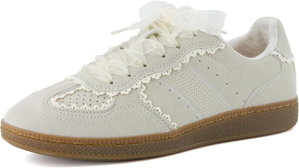 Girls' Lace-Trimmed Casual Sneakers