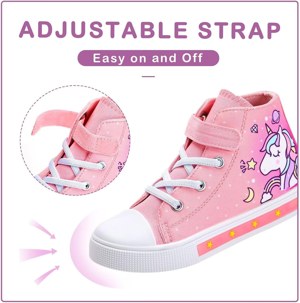 Light-up high-top canvas sneakers for toddlers