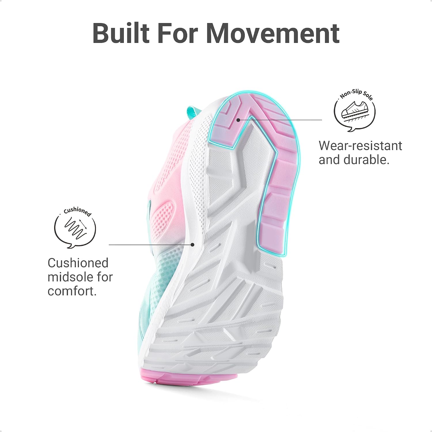 Girls' Running/Sports/Tennis Shoes – ColorBurst Lightweight Casual Walking Shoes