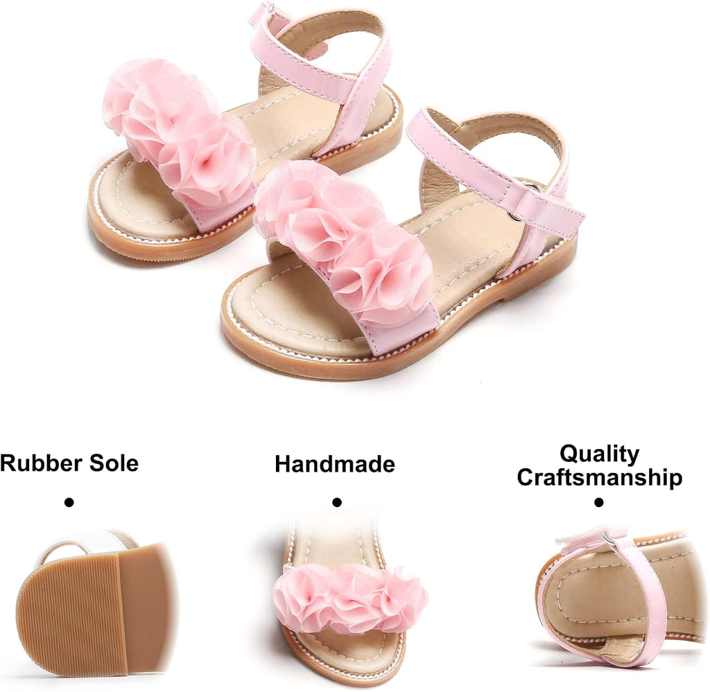 Girls' Pink Sandals – Easter Flower Girl Dress Shoes, Open-Toe Flats | Sandals
