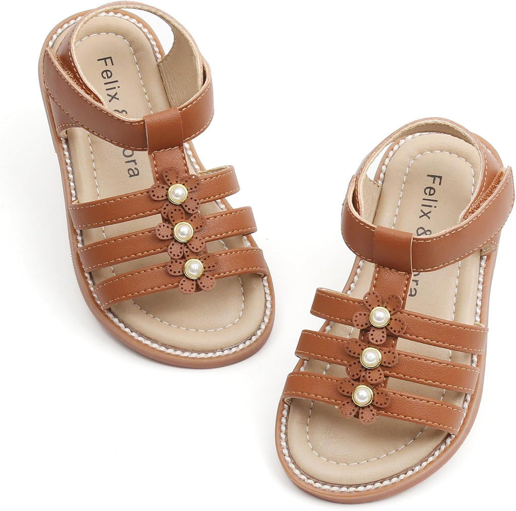 Girls' Pink Sandals – Easter Flower Girl Dress Shoes, Open-Toe Flats | Sandals
