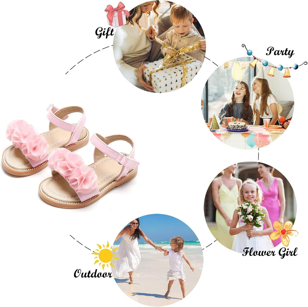 Girls' Pink Sandals – Easter Flower Girl Dress Shoes, Open-Toe Flats | Sandals