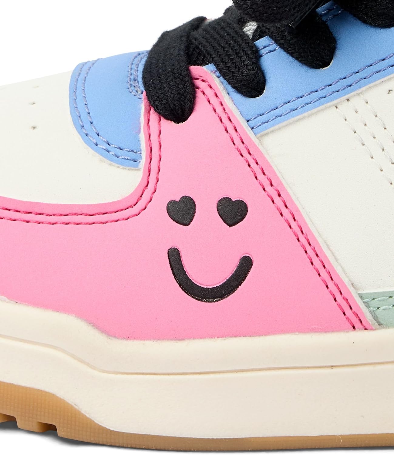 Girls' Casual Lace-Up Low-Top Sneakers — Retro Color-Block (Size 13)
