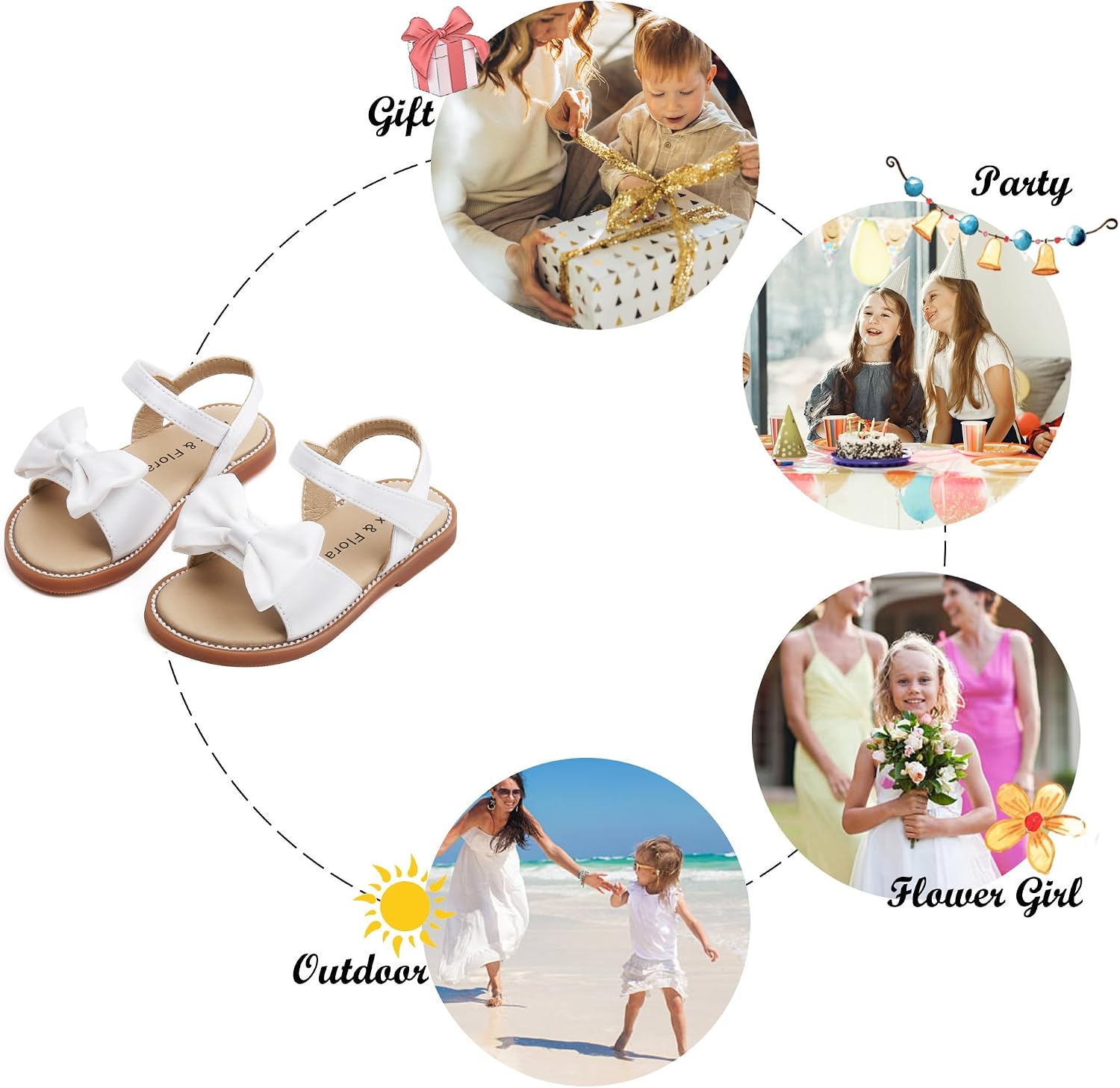 Girls' white sandals (size 6)
