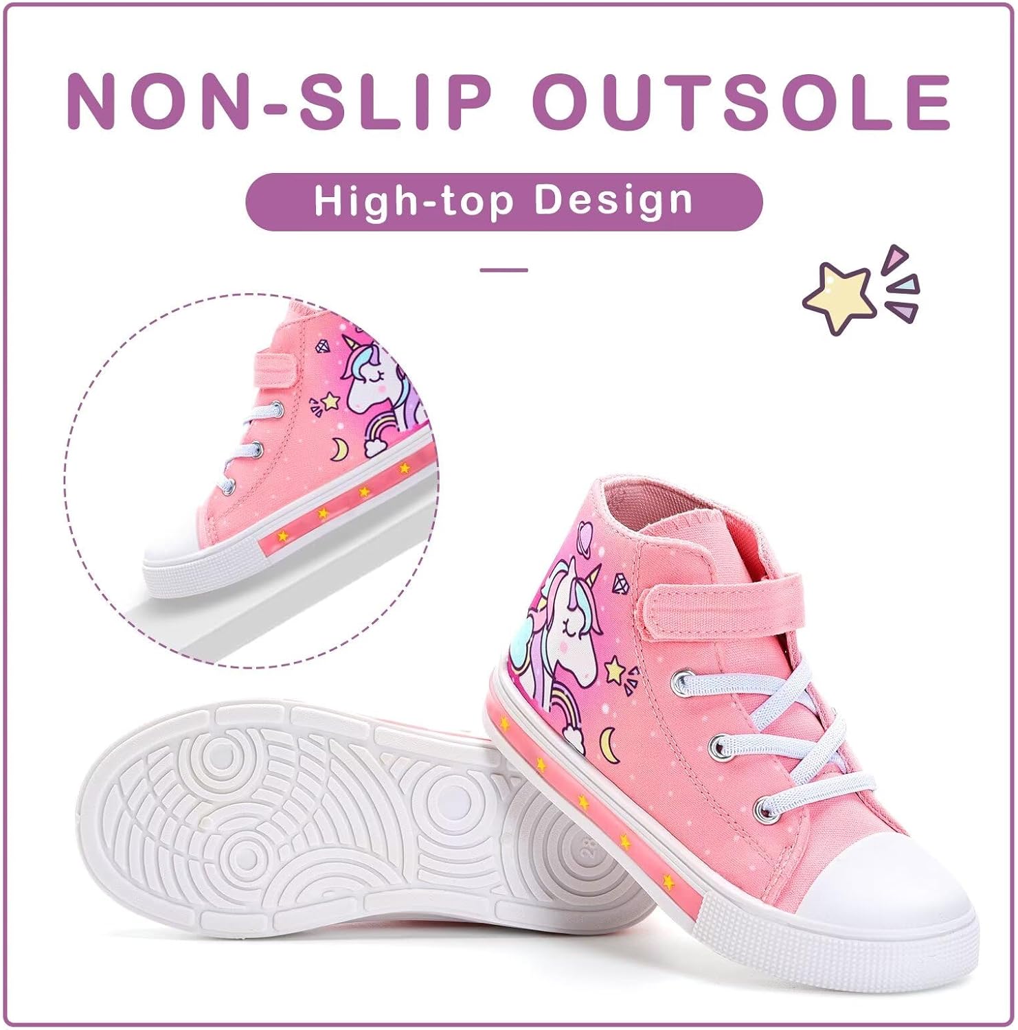 Light-up high-top canvas sneakers for toddlers