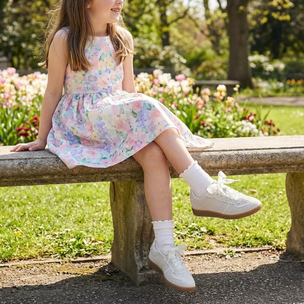 Girls' Lace-Trimmed Casual Sneakers