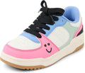 Girls' Casual Lace-Up Low-Top Sneakers — Retro Color-Block (Size 13)