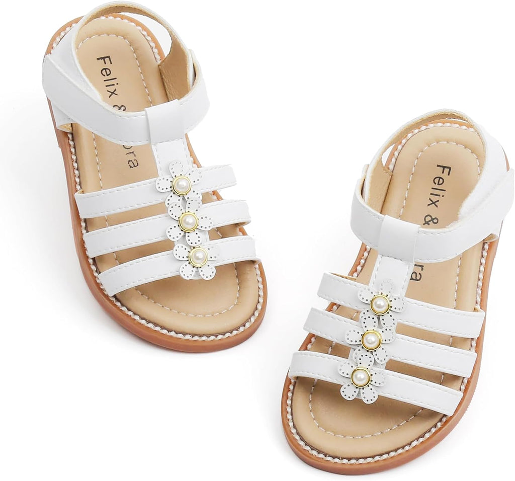 Girls' Pink Sandals – Easter Flower Girl Dress Shoes, Open-Toe Flats | Sandals