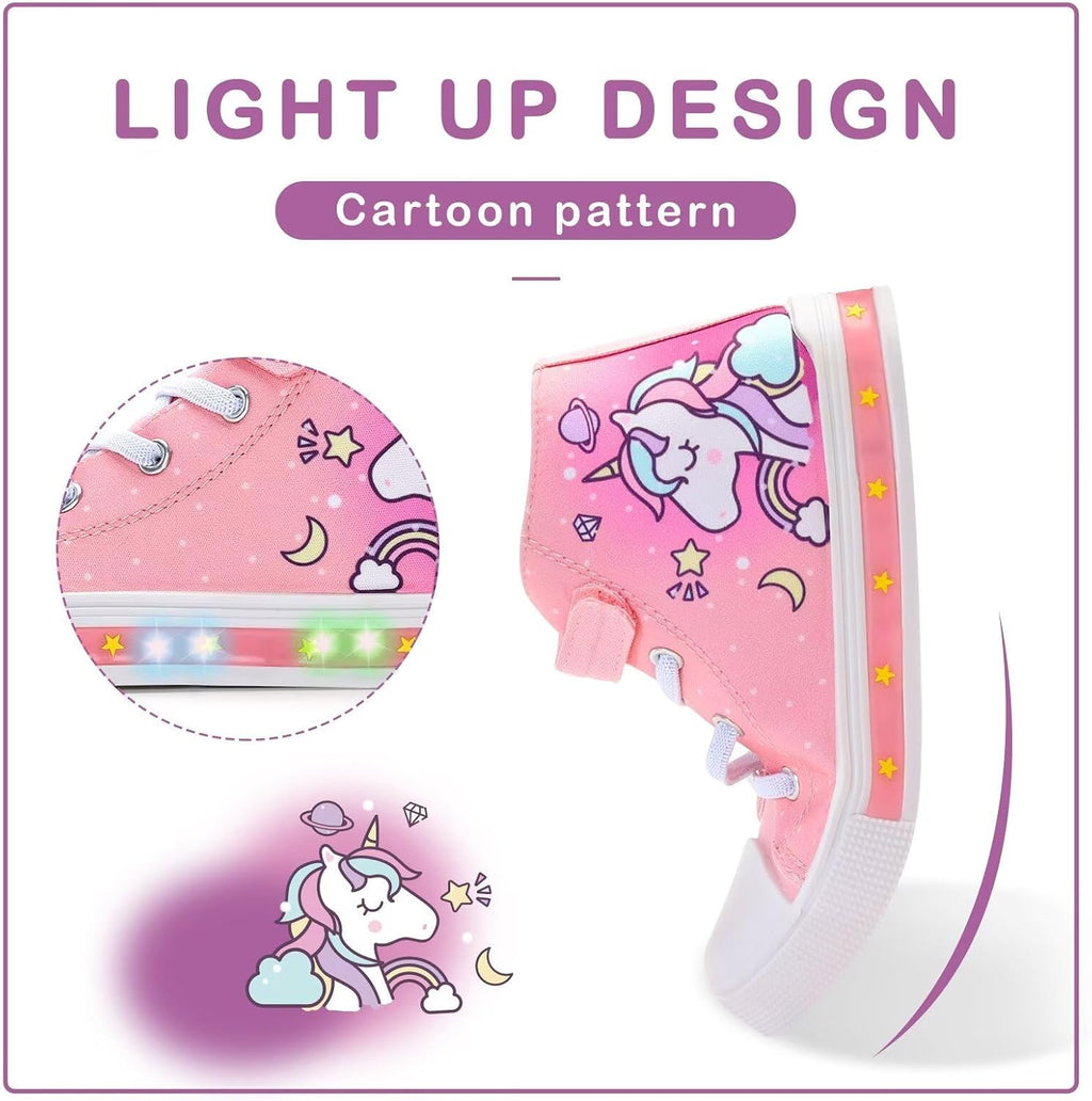 Light-up high-top canvas sneakers for toddlers