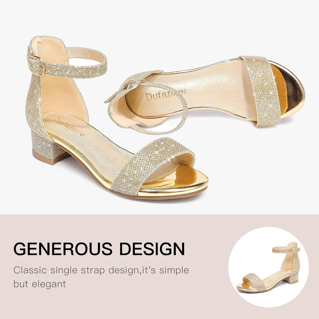 Children's Gold Dress Shoes/Sandals with Heels (Big Kid Size 3)