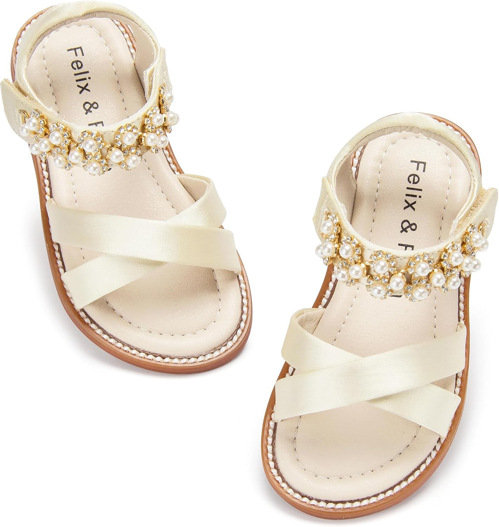 Girls' Pink Sandals – Easter Flower Girl Dress Shoes, Open-Toe Flats | Sandals