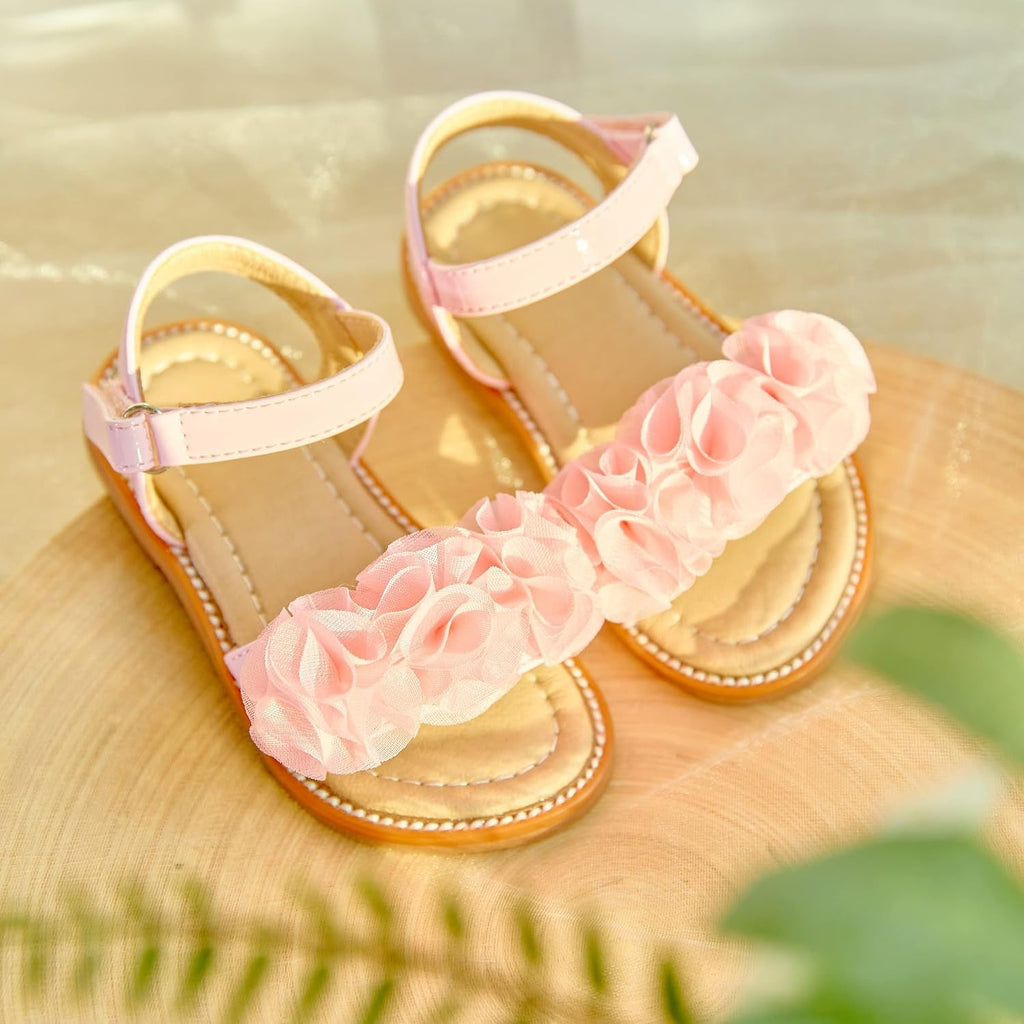 Girls' Pink Sandals – Easter Flower Girl Dress Shoes, Open-Toe Flats | Sandals