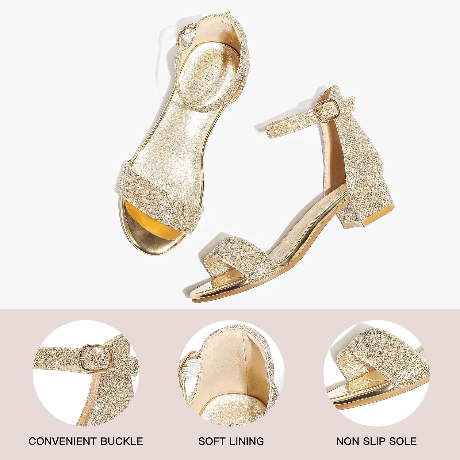 Children's Gold Dress Shoes/Sandals with Heels (Big Kid Size 3)