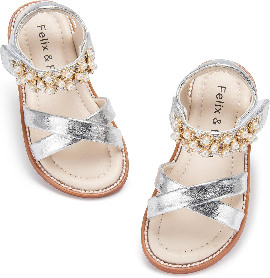 Girls' Pink Sandals – Easter Flower Girl Dress Shoes, Open-Toe Flats | Sandals