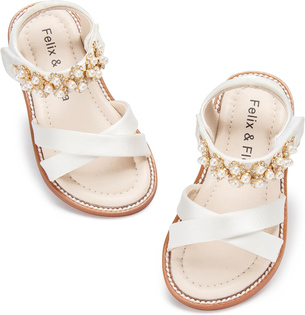 Girls' Pink Sandals – Easter Flower Girl Dress Shoes, Open-Toe Flats | Sandals